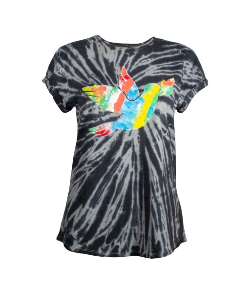 Vorderansicht Batik T-Shirt "Peace Dove" von himmelskoerper für Frauen
